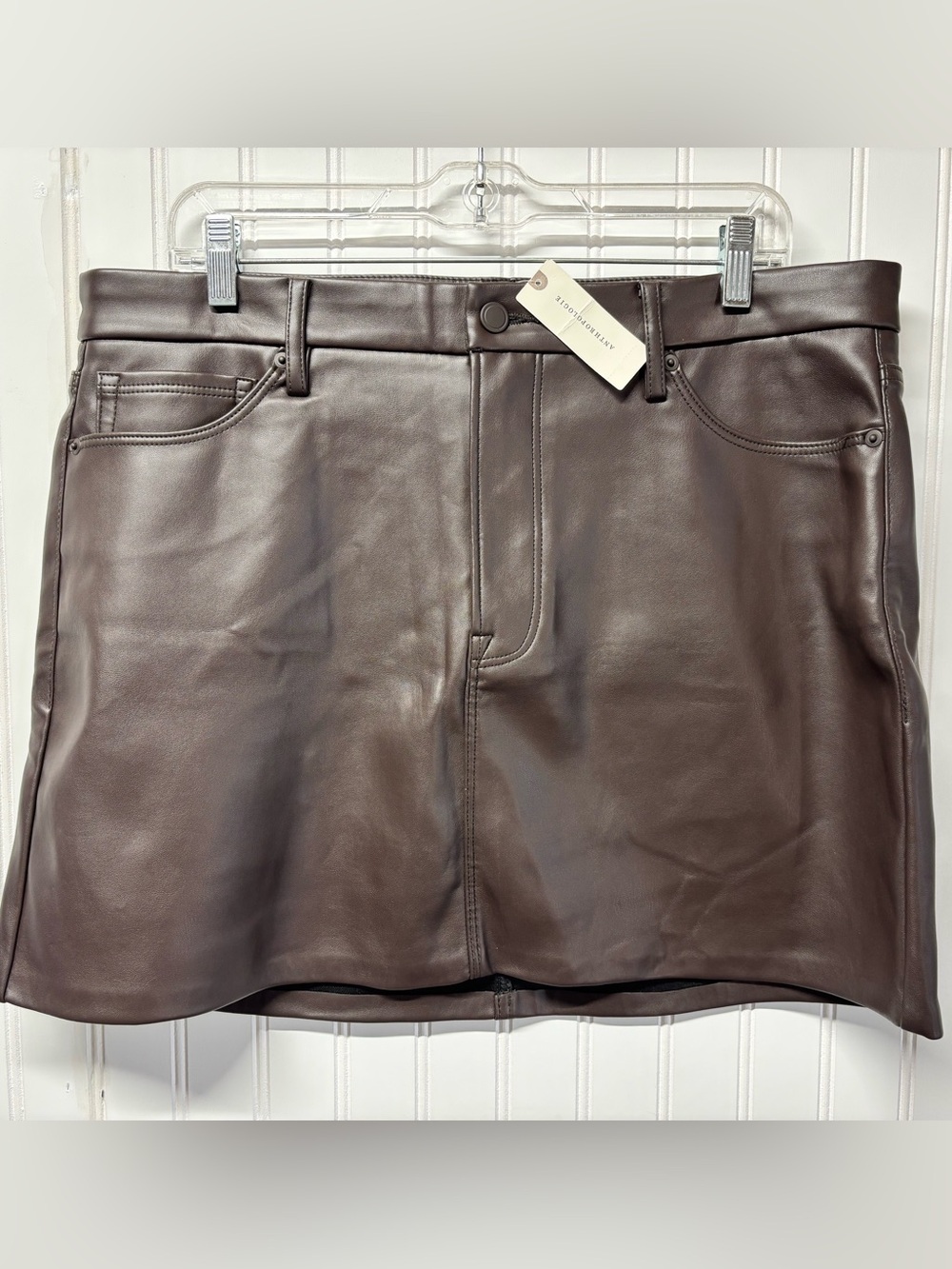 Anthropologie Good American Faux Leather Mini Skirt Size 12 NEW WITH TAGS